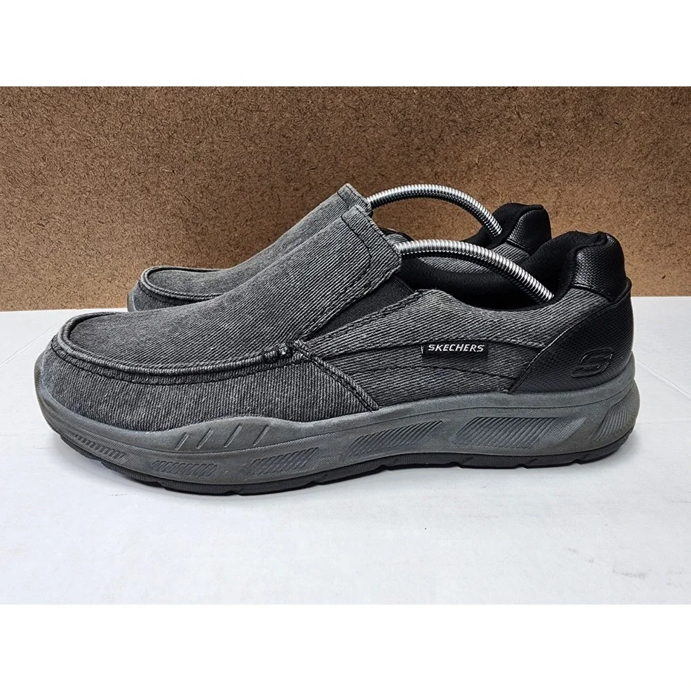 Skechers Cohagen Canvas Slip On Men memory foam Shoe Sz 13 in Black  16941S